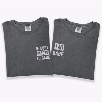 Custom Embroidered If Lost Return to Babe Matching T-shirts for Couples