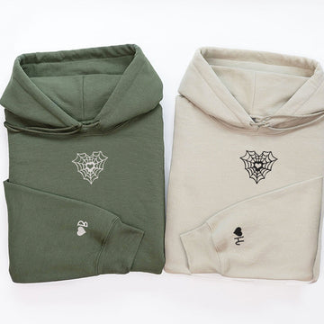 Heart Web Custom Embroidered Matching Hoodies For Couples