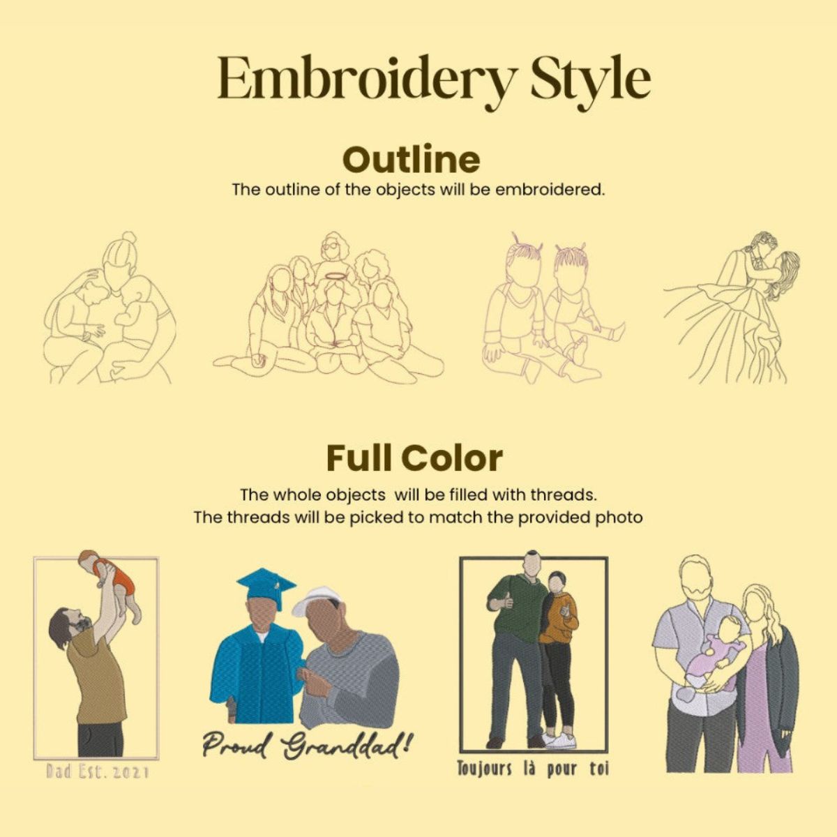 Personalized Photo Unique Gift for Dad Embroidered Crewneck Sweatshirt, Hoodie