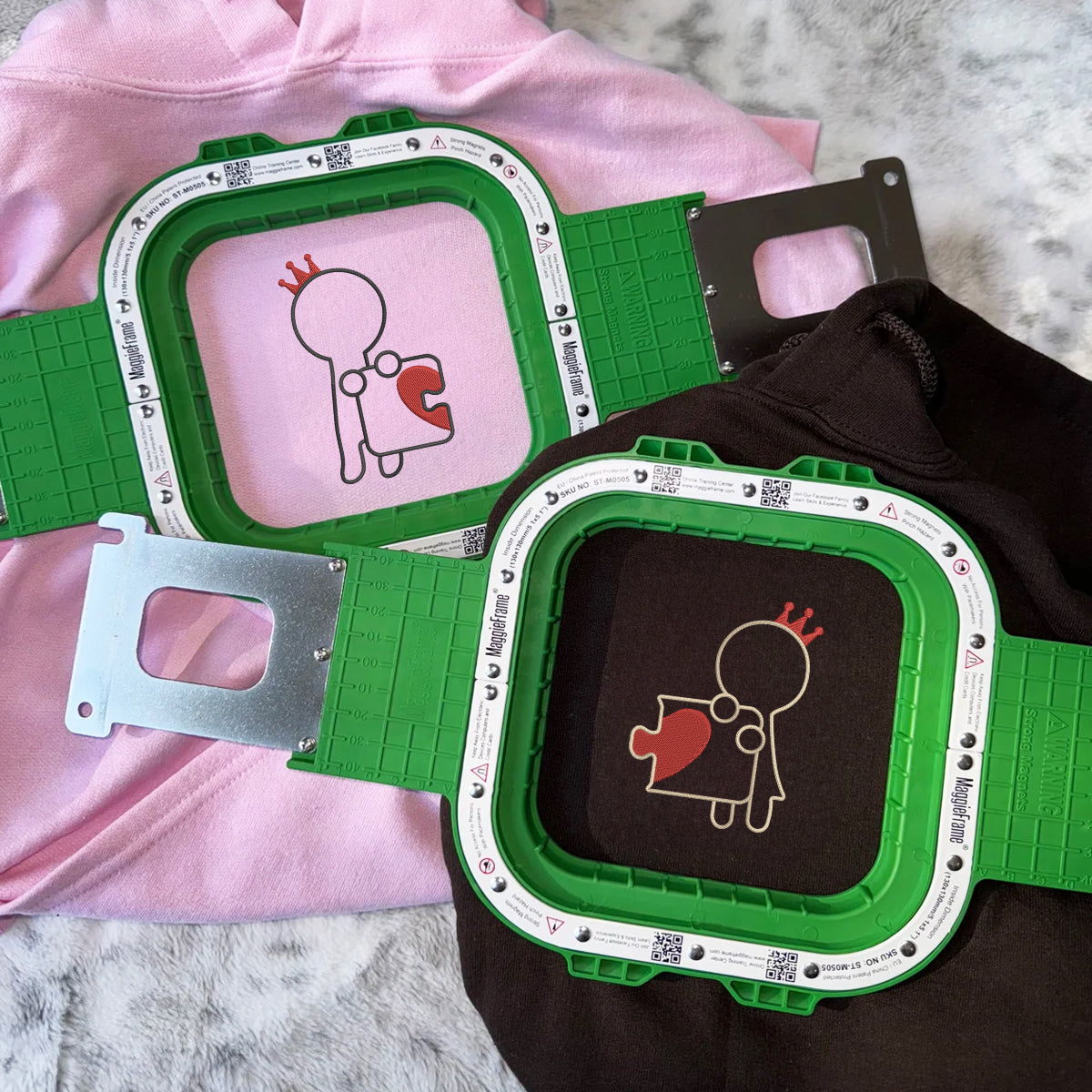 Custom Embroidered King and Queen Puzzle Love Matching Hoodies for Couples