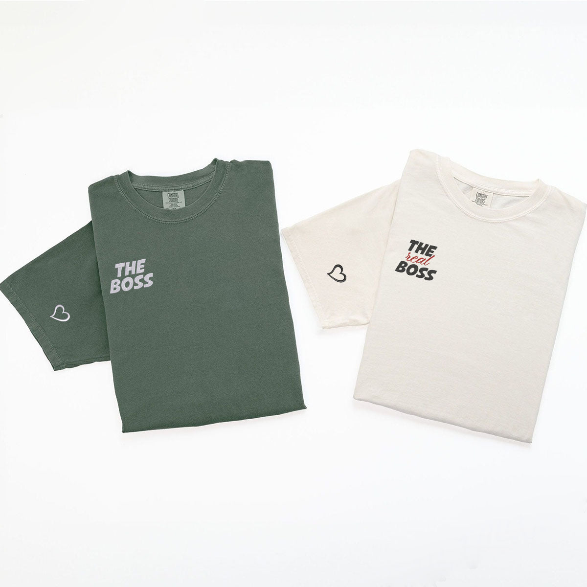 Custom Embroidered The Boss x The Real Boss Matching T-shirts for Couples