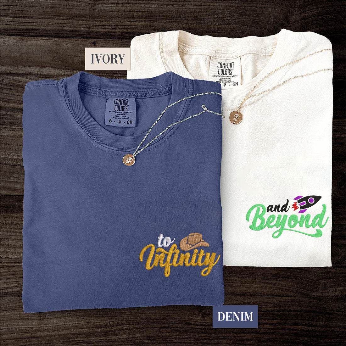 Custom Embroidered To Infinity And Beyond Matching T-shirts for Couples