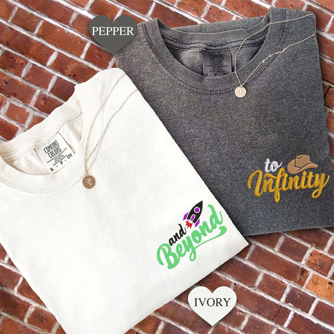 Custom Embroidered To Infinity And Beyond Matching T-shirts for Couples