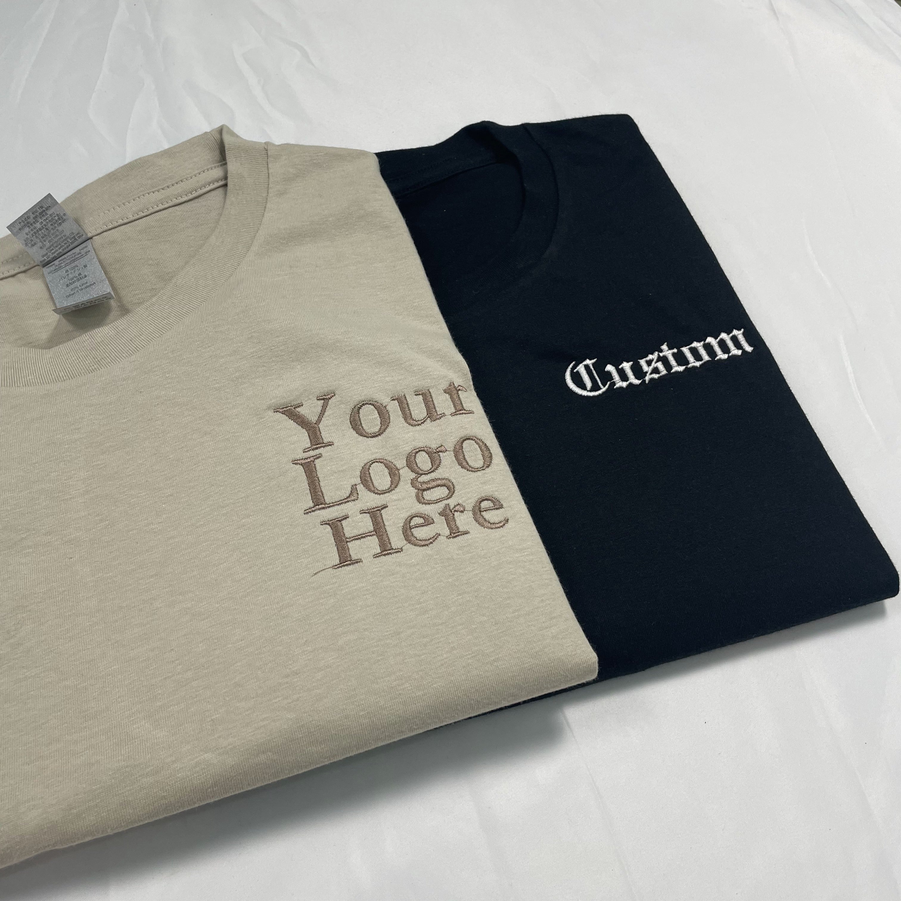 Comfort Color Custom Embroidered Text Logo T-Shirts