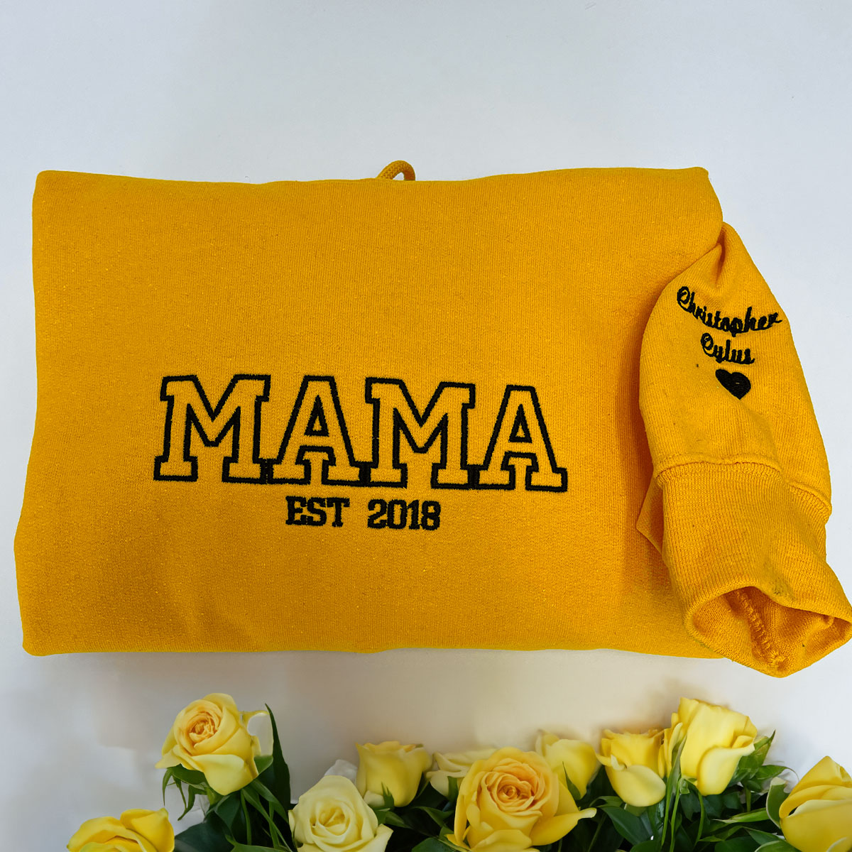 Personalized Papa Sweatshirts Hoodie with Name of Child, Dad EST 2024 Crewneck embroidered