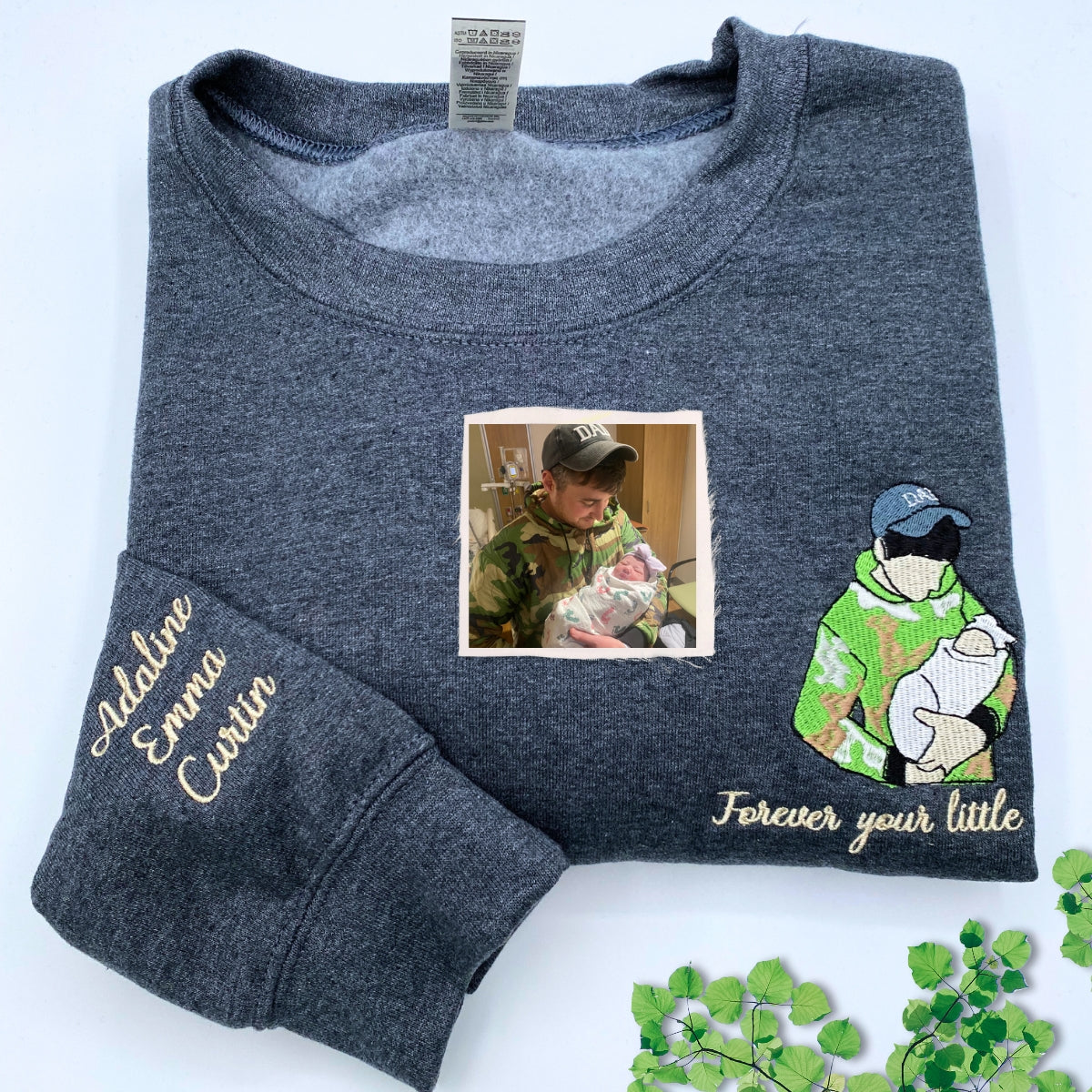 Papi Sweatshirt / Hoodie with Embroidered Portrait from Dad Photo