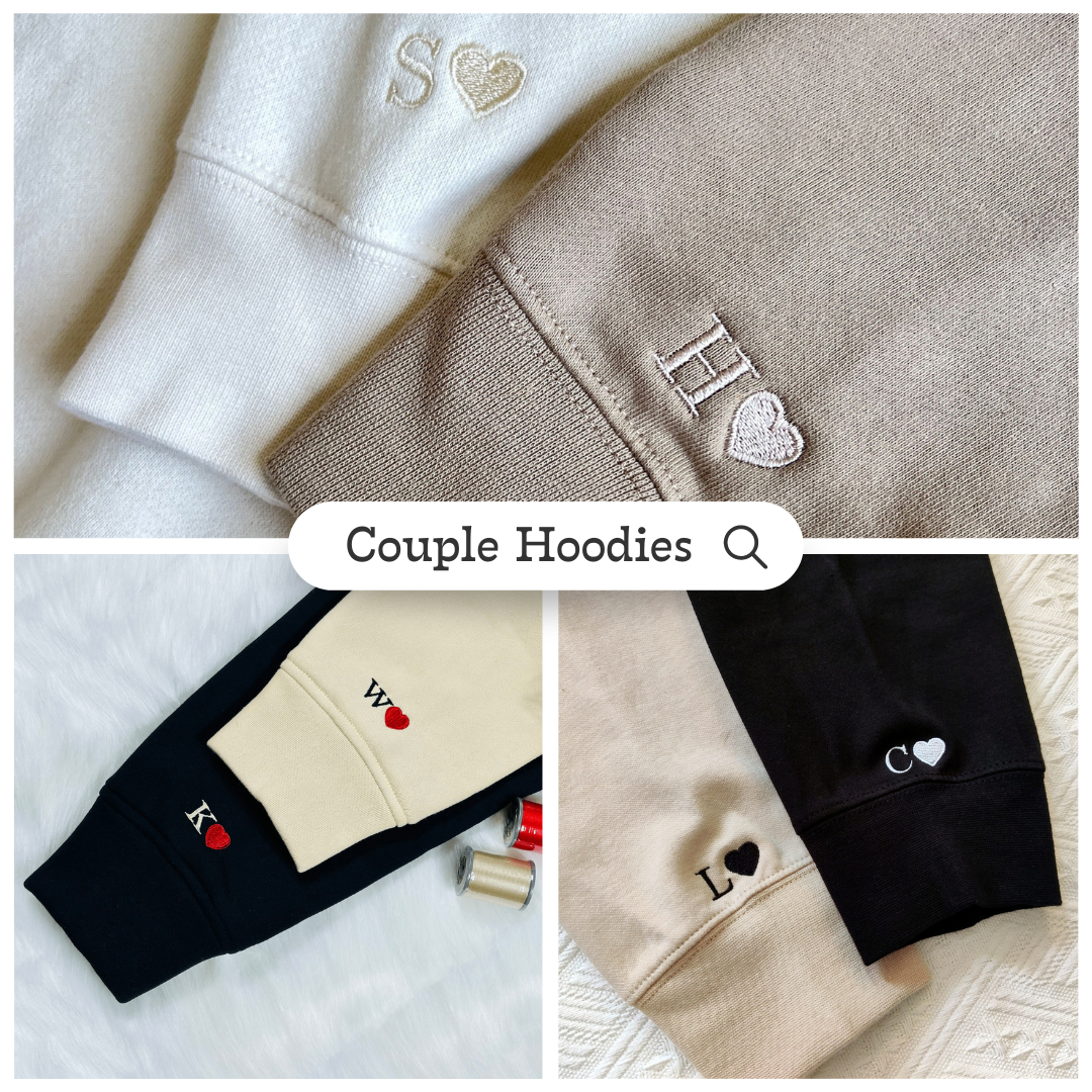 Custom Embroidered Boyfriend and Girlfriend Matching Hoodies for Couples